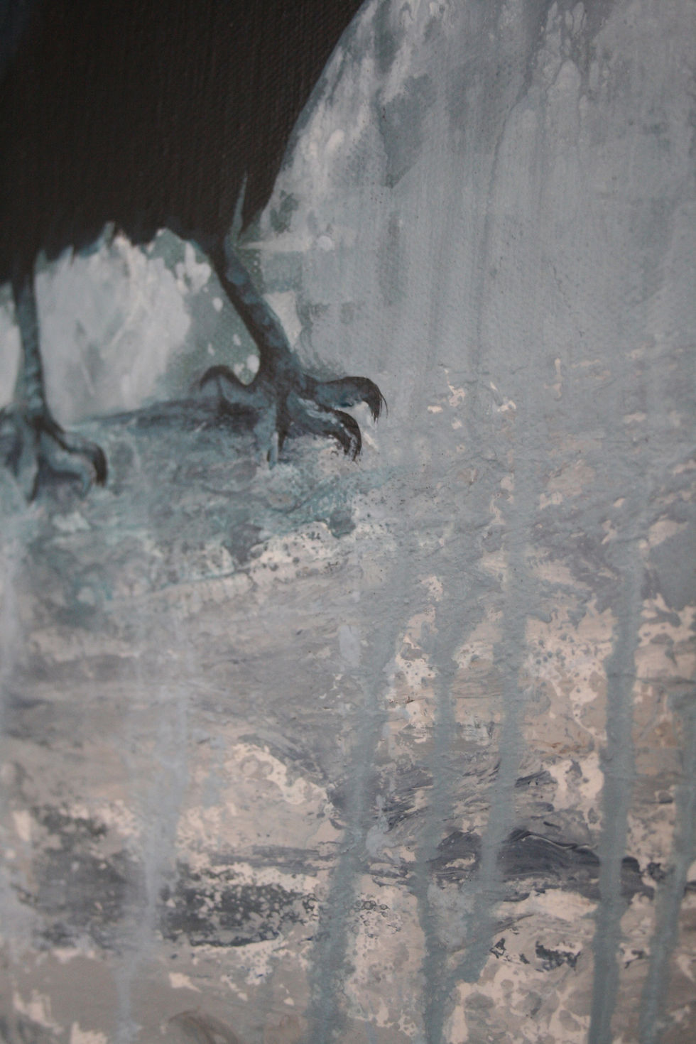 raven of alcatraz painting close up