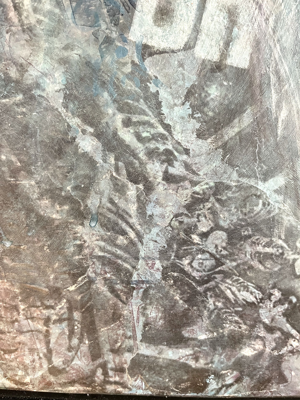 Detail one of original painting of a woman figure in self-reflection