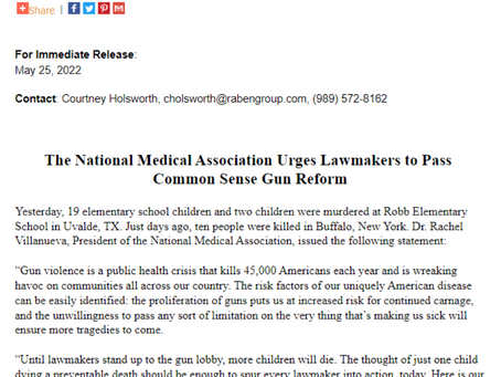 Westchester Bronx Society of Black Physicians Supports NMA calls for Gun Reform