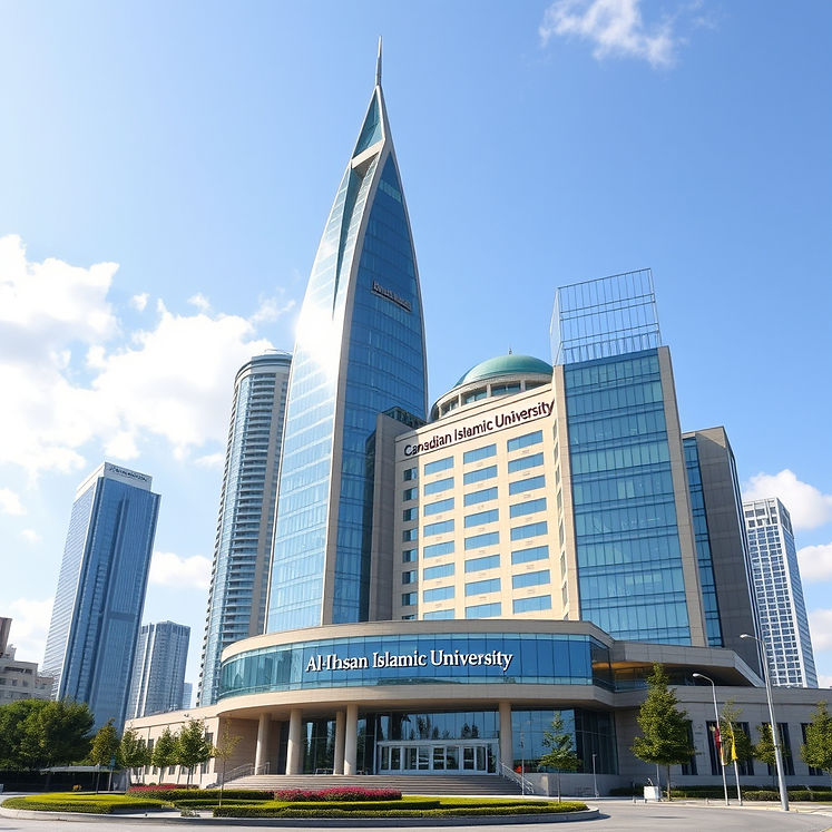 sample image beautiful skyscraper campus with building sign _Al-Ihsan Canadian Islamic Uni