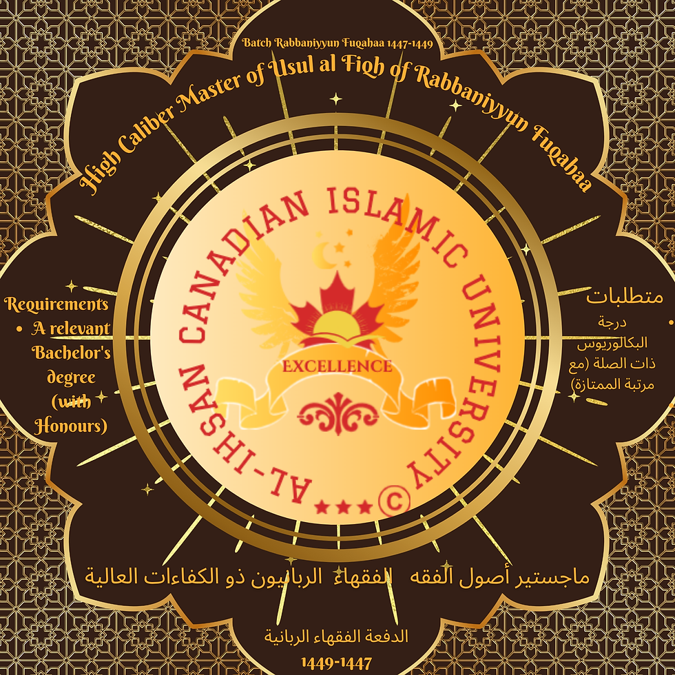High Caliber Master of Usul al Fiqh of Rabbaniyyun Fuqaahaa relevant Bachelor's degree (wi