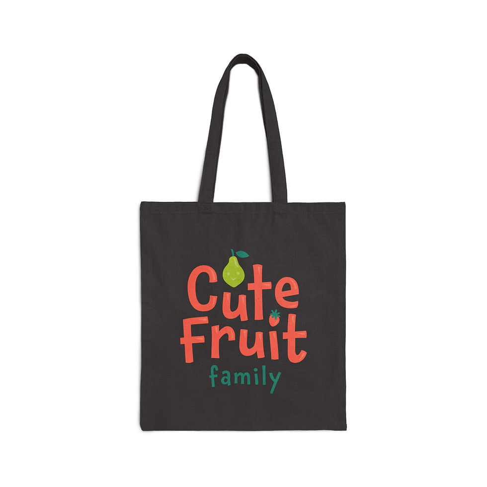 Thumbnail: Cute Fruit family Tote Bag | pear illustration, playful typography