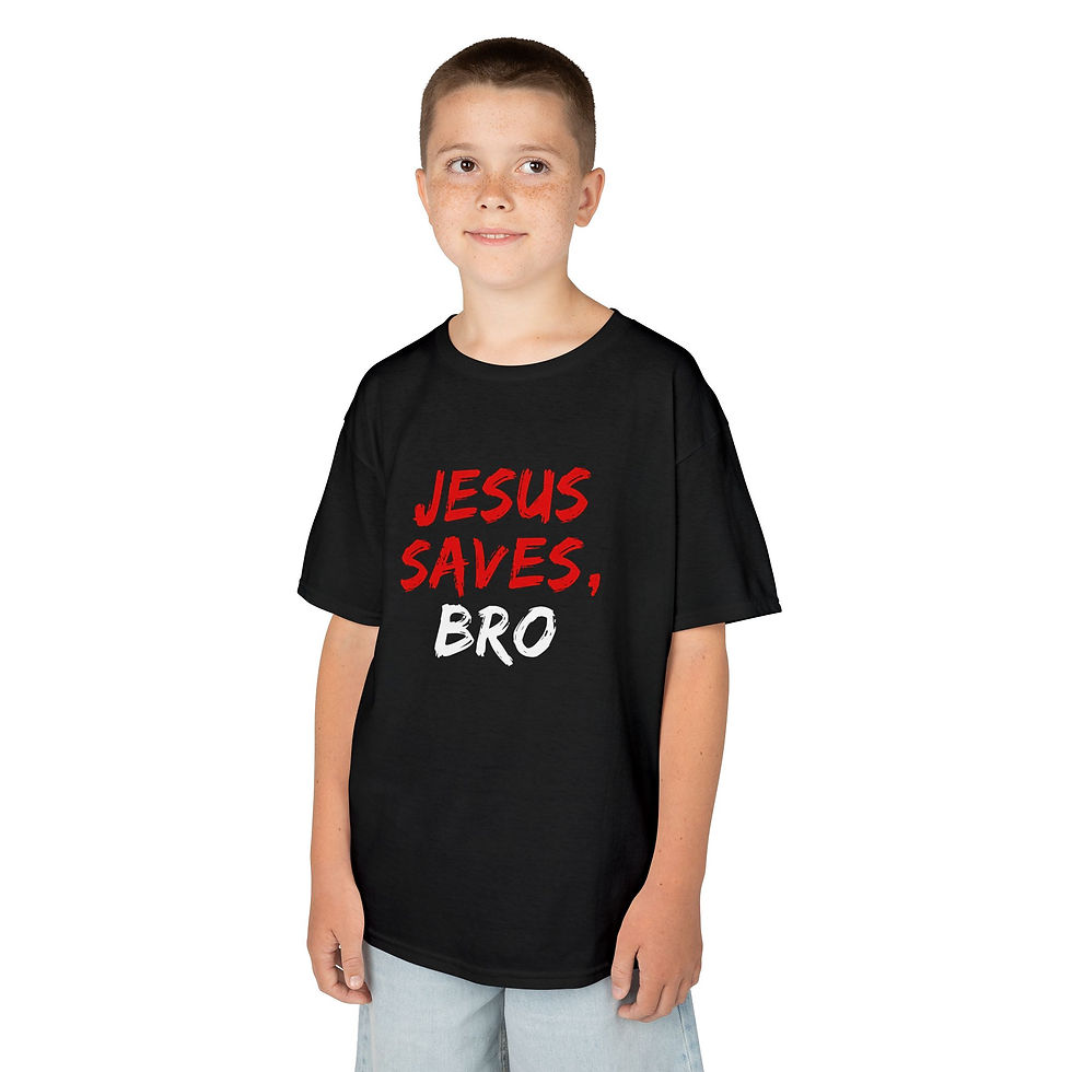 Thumbnail: Kids Tee - Jesus Saves Bro  - Heavy Cotton Shirt for Young Believers