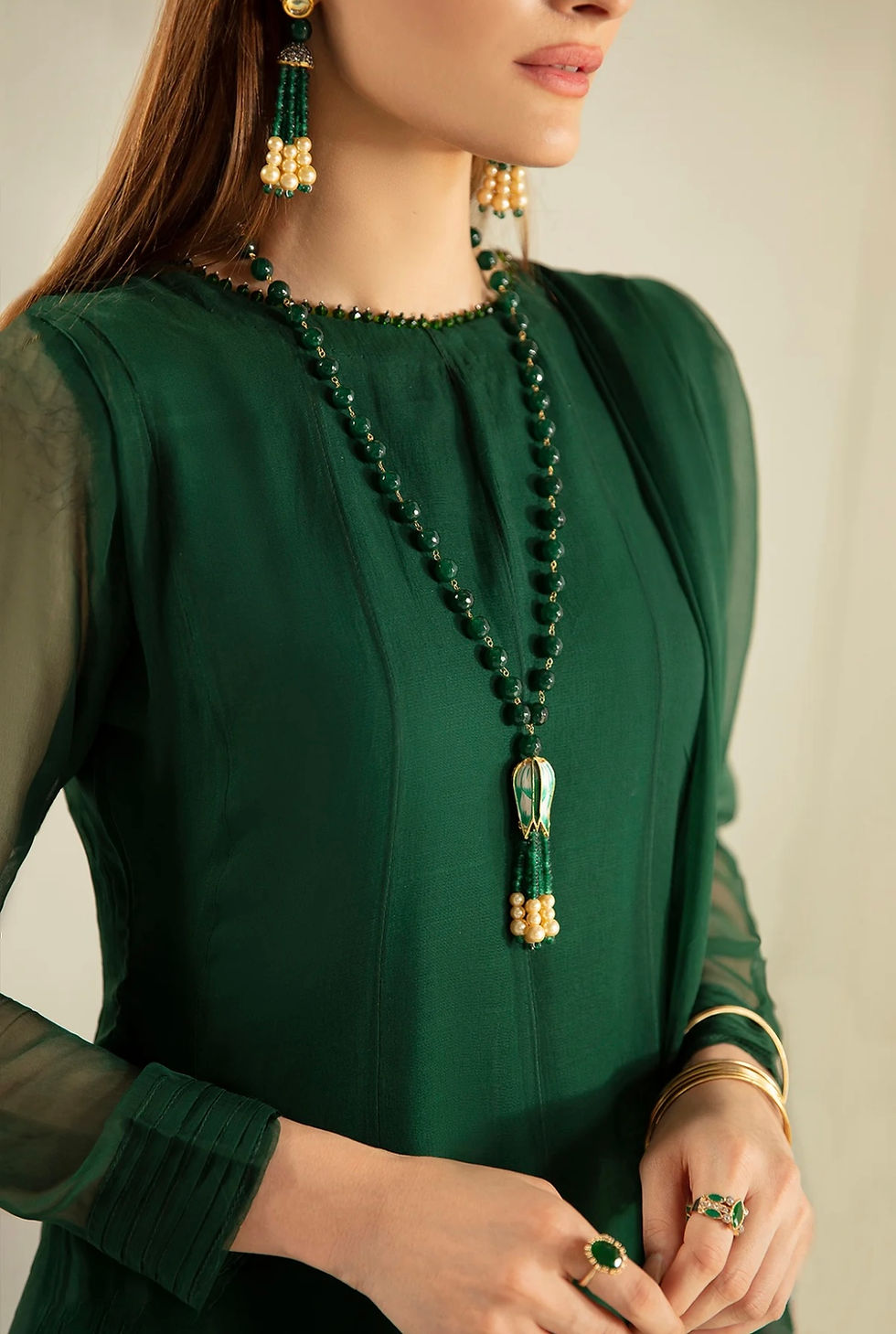 Thumbnail: Green 3pcs- Baroque (medium,large)