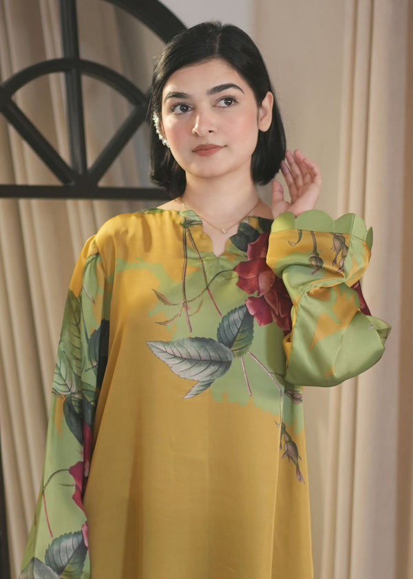 Thumbnail: Yellowish green Kaftan- Bareen (Xl,Large,Medium ,Small)