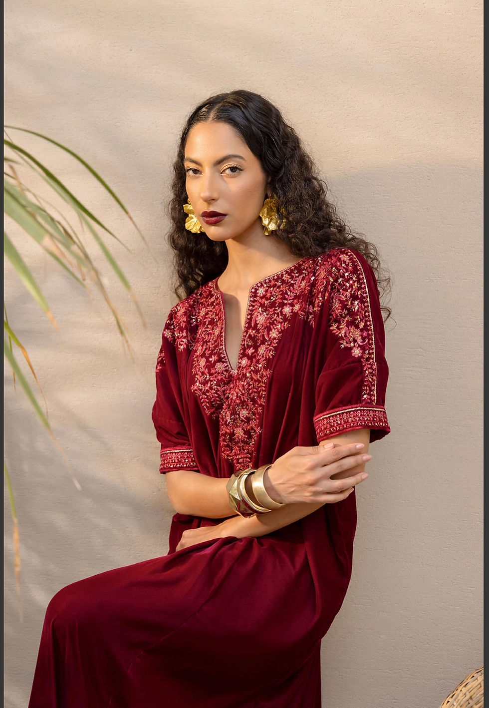 Thumbnail: Maroon top- Dhanak (free size)