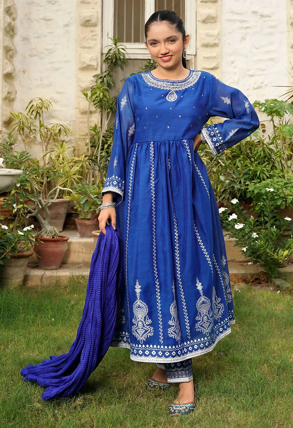 Thumbnail: Royal blue 3pcs- Ochre (7/8,9/10yr)