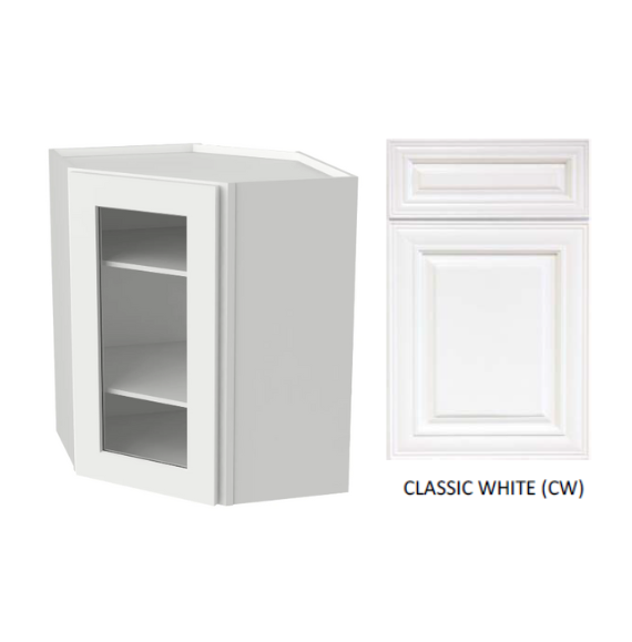 Thumbnail: Solid Wood Plywood Wall Diagonal Glass Cabinet - One Door & Two Shelves-27"