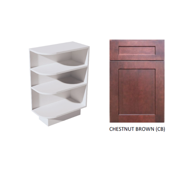 Thumbnail: Solid Wood Plywood Kitchen Base End Open Shelf (L/R)- Three Fixed Shelves 