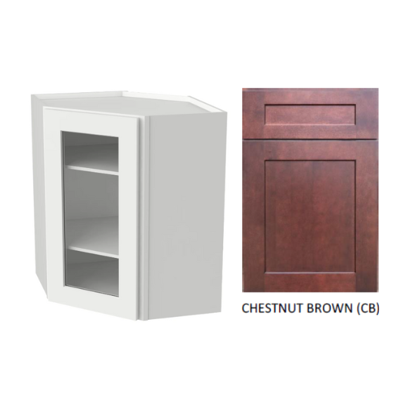 Thumbnail: Solid Wood Plywood Wall Diagonal Glass Cabinet - One Door & Two Shelves-27"