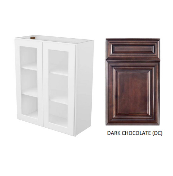 Thumbnail: Solid Wood Plywood Wall Glass Cabinet with Two Doors&Wooden Shelves -36"