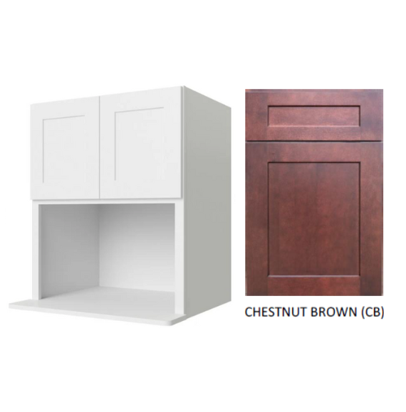 Thumbnail: Solid Wood Plywood Wall Microwave Cabinet with Two Doors & Open Shelf