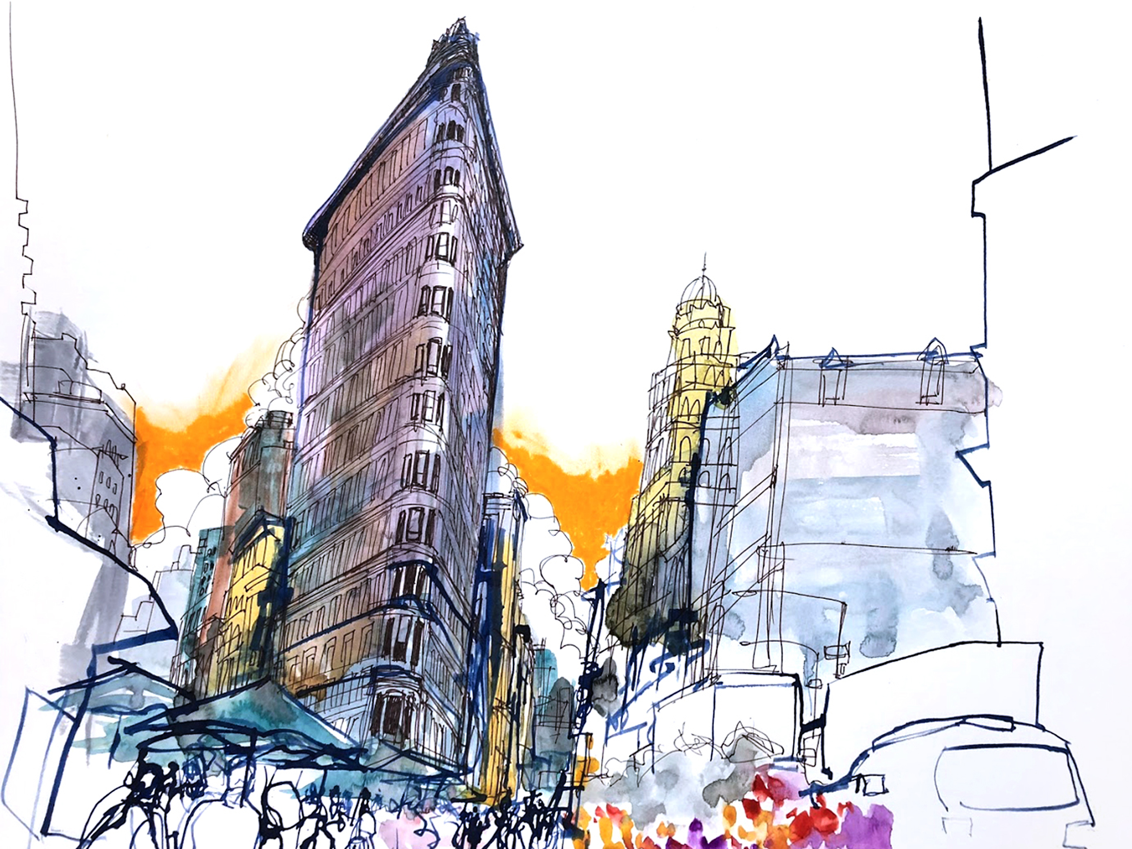 Flatiron building drawing.