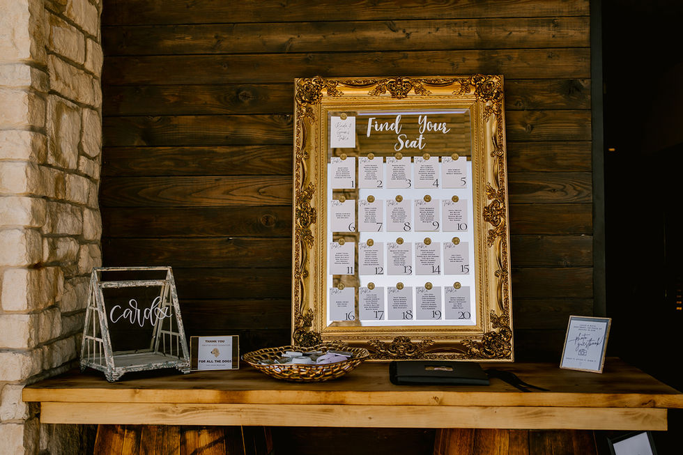 a gold frame with a calendar on it that says find your seat