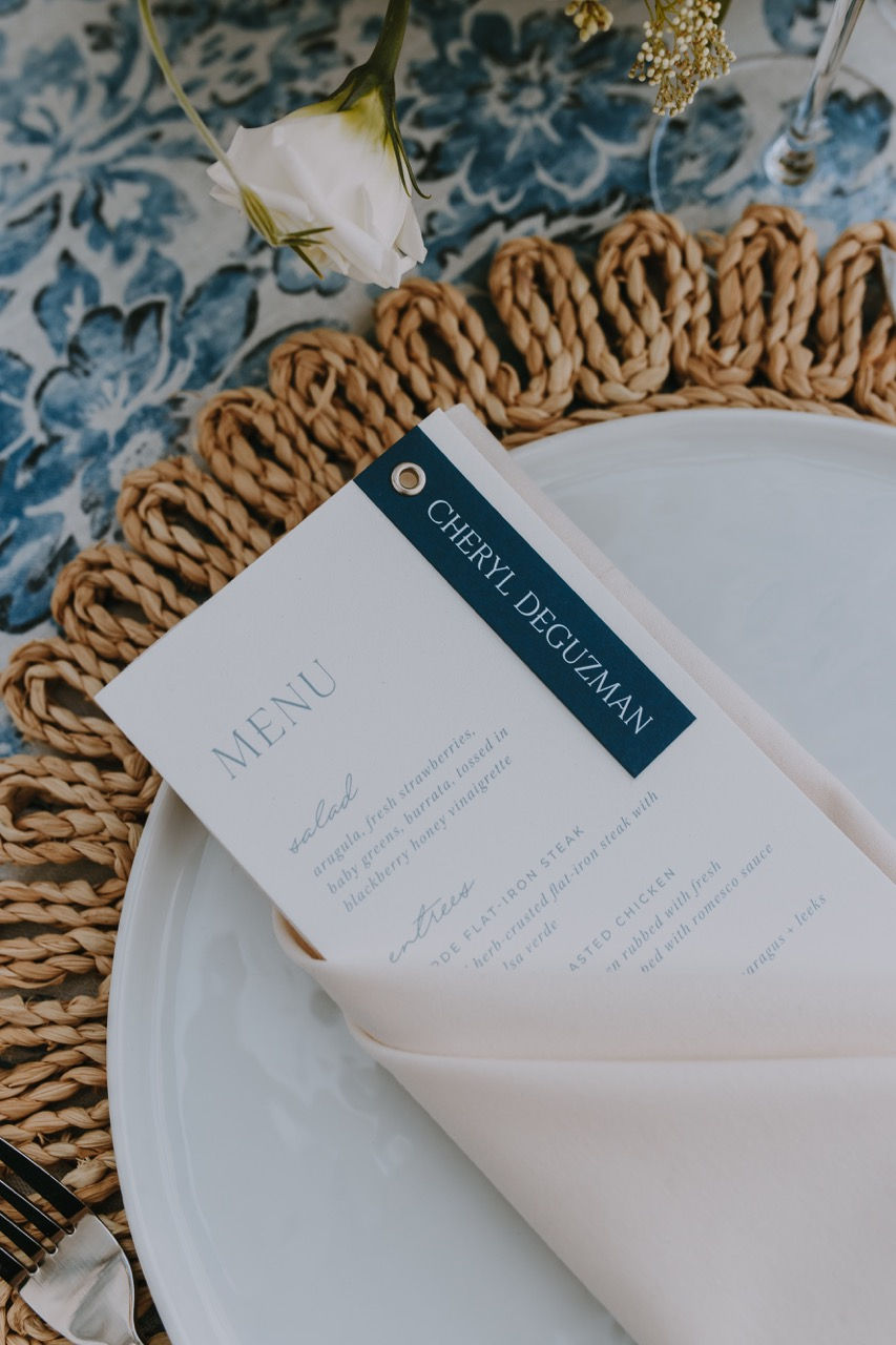 table menu for wedding