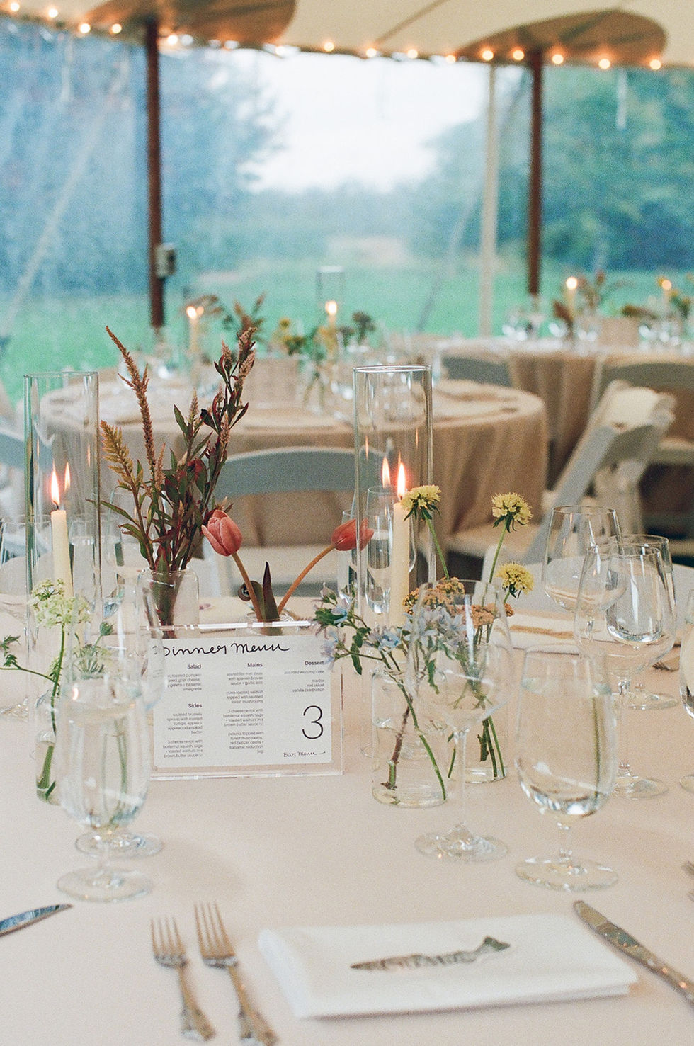 a dinner menu with the number 3 on it