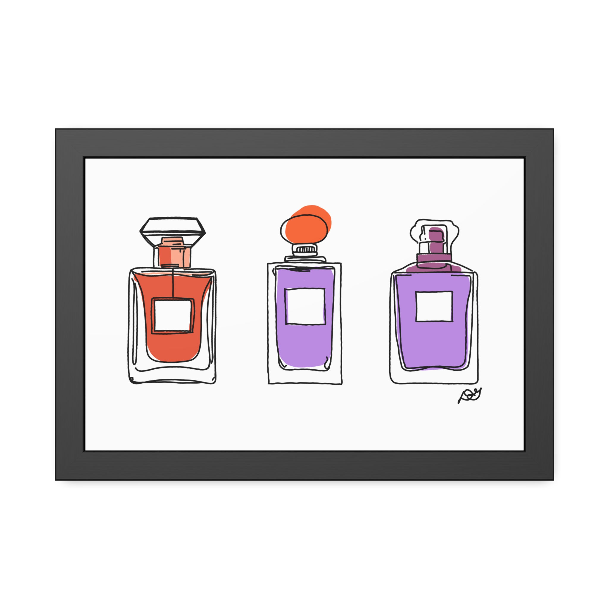 Perfumes – Framed Art Print | Hand-Drawn Line Art | Evil B Creative
