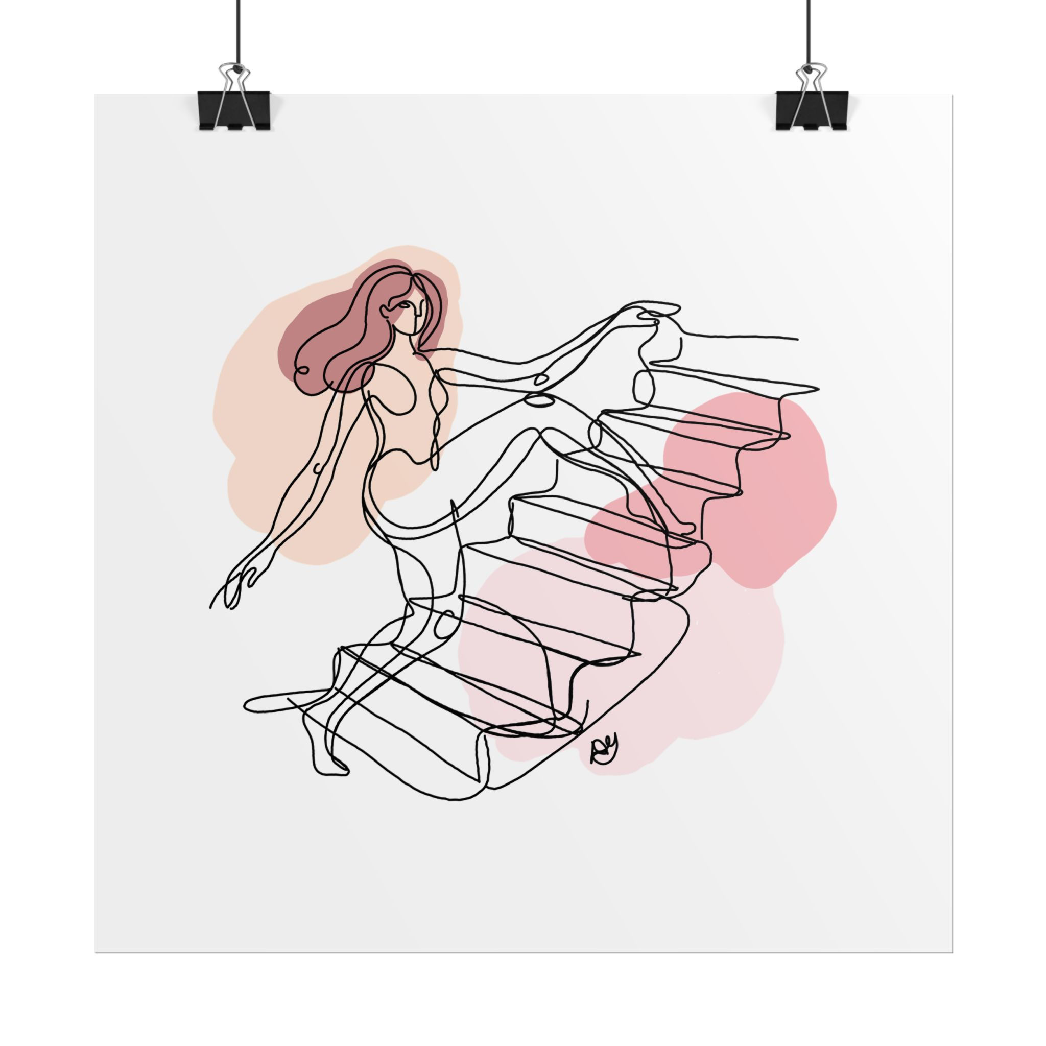 Up She Goes – Art Print | Hand-Drawn Line Art | Evil B Creative