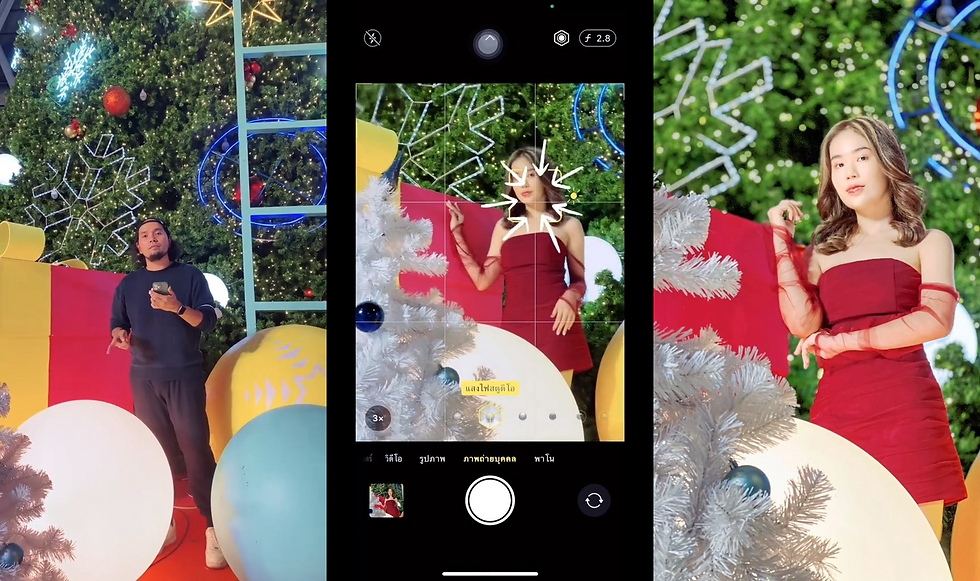 เทคนิคถ่ายรูปคู่ต้นคริสต์มาสยังไงให้สวย มุมที่ 2