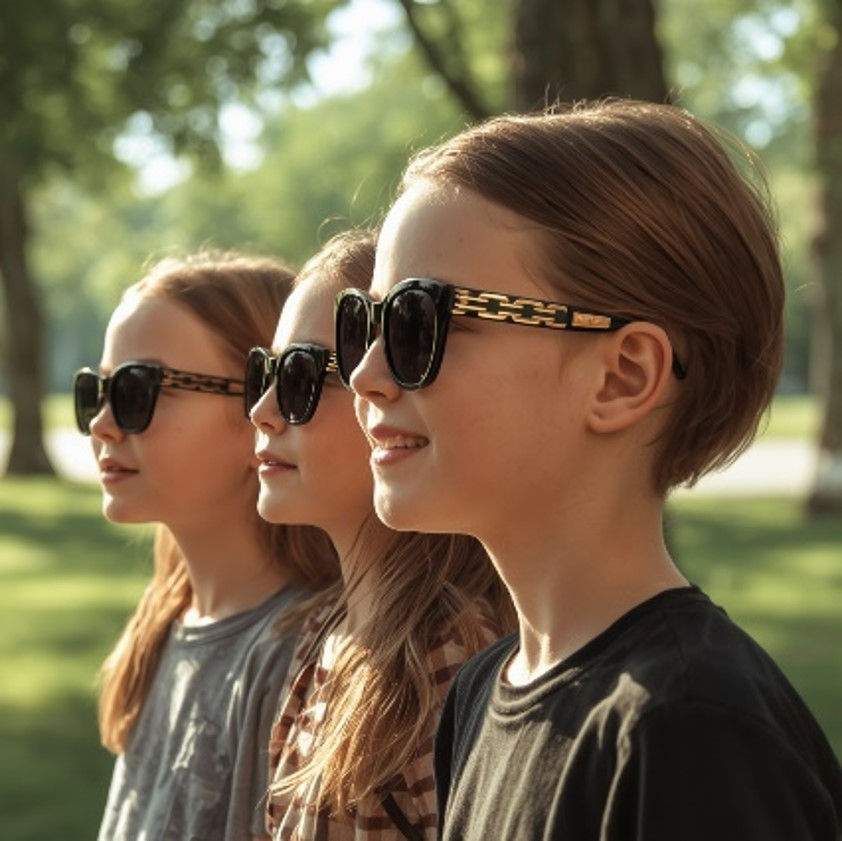 Lunettes solaires enfants mixtes, UV optimal, confort de port, finitions dorée