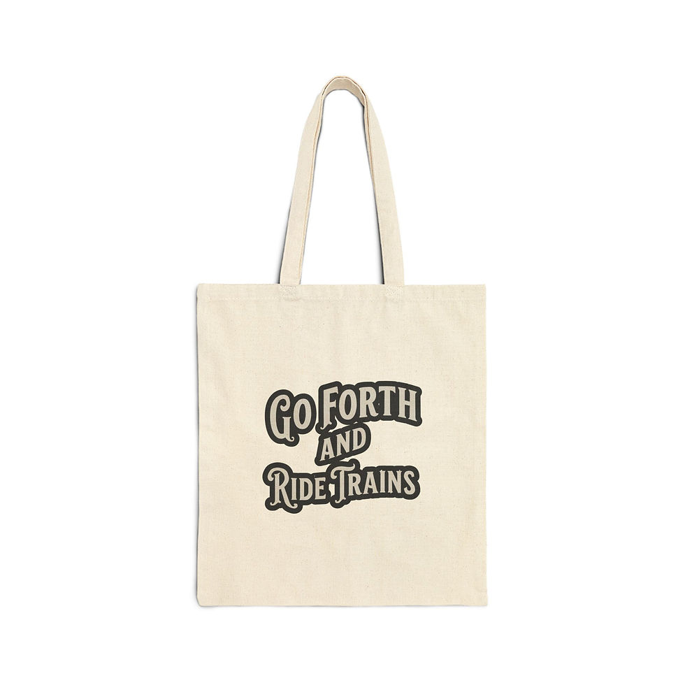 Thumbnail: All Aboard Ohio Tote Bag — "Go Forth and Ride Trains" Cotton Canvas Tote