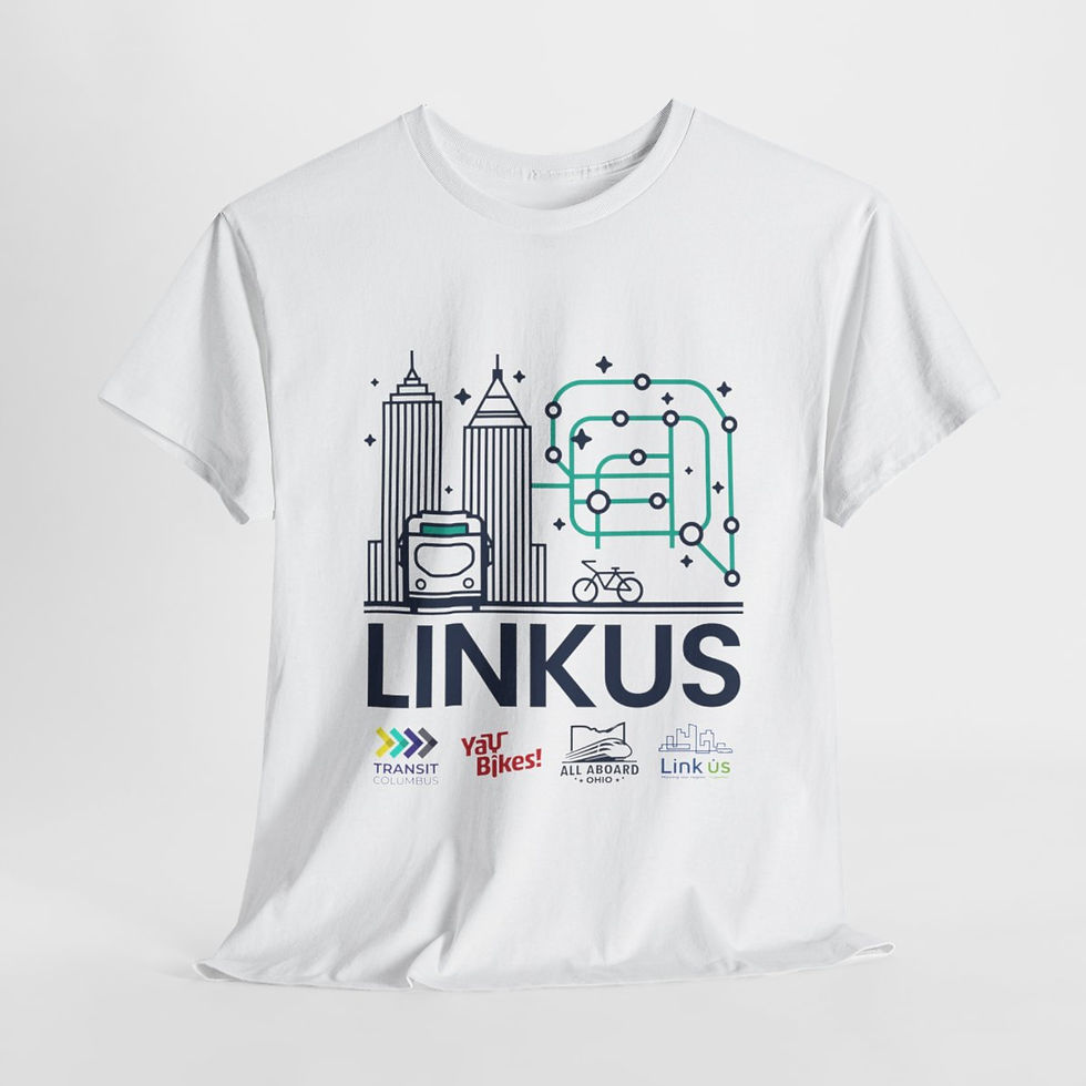 LinkUs Comfort T-Shirt - All Aboard Ohio, Transit Columbus, Yay Bikes, LinkUs