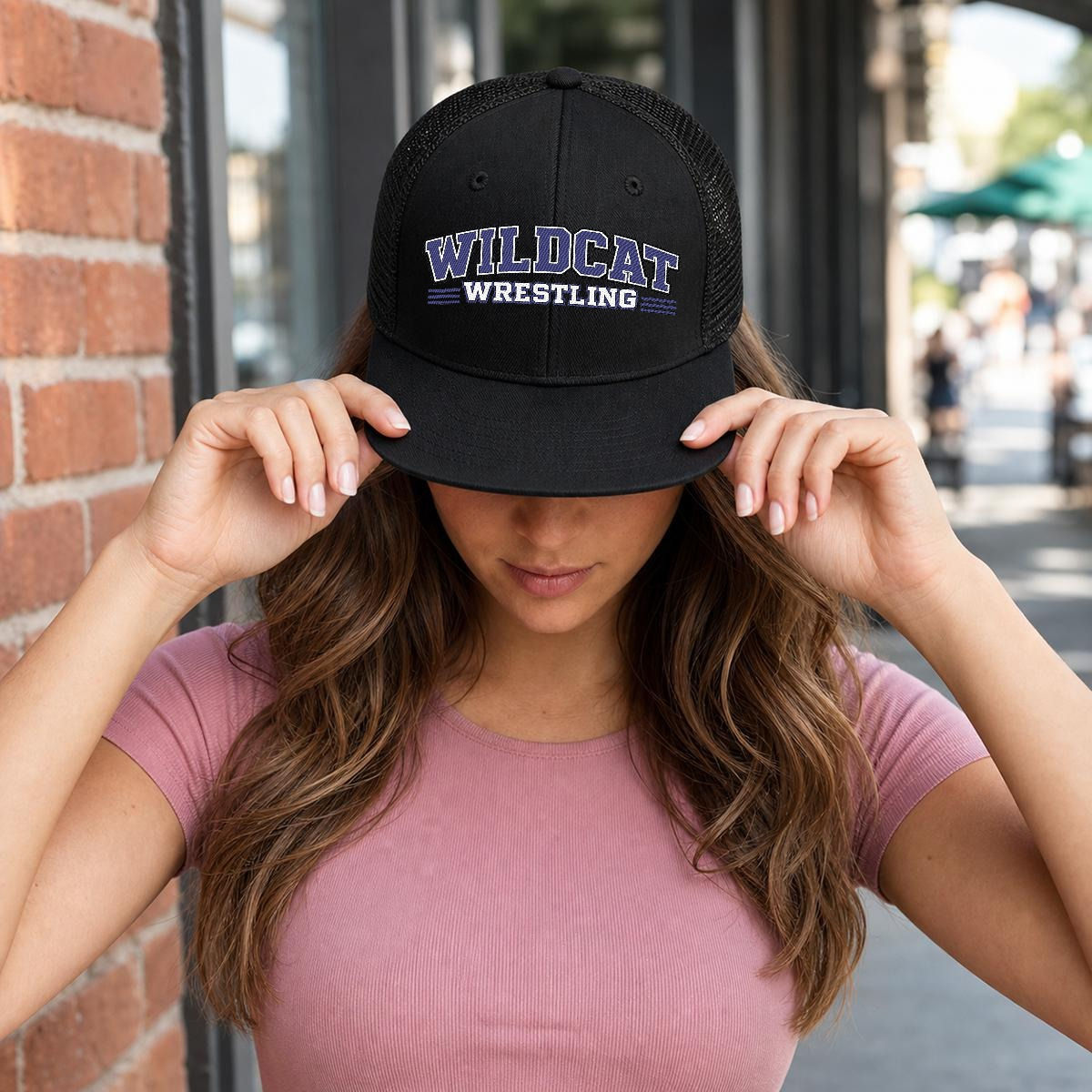 Embroidery Flat-Brim Mesh Cap