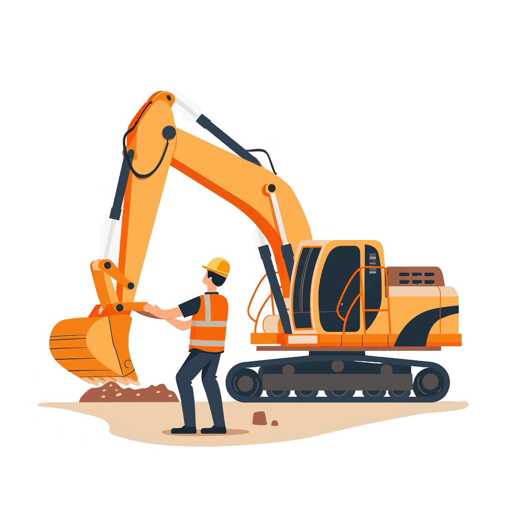 construction worker standing with excavator 1.gif