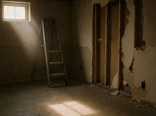 image of a bad renovation, an unfinished basement