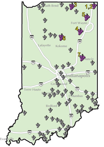 Map of Indiana Wine Trail