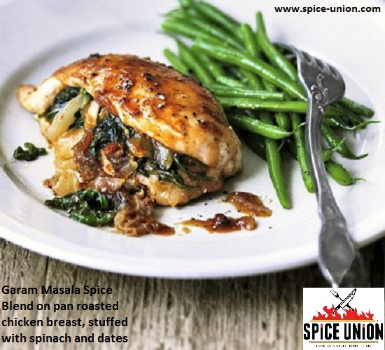 Garam Masala Chicken Breast Stuffed with Spinach and Dates
