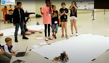 Students testing robots
