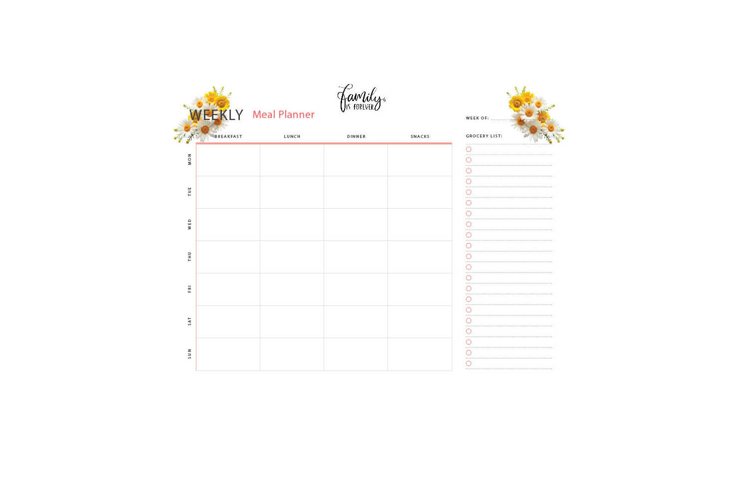 Free Printable Menu Planner