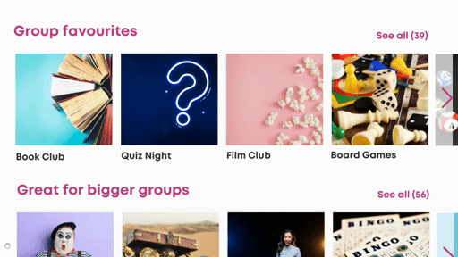 A scrolling example of some of the events in our library
