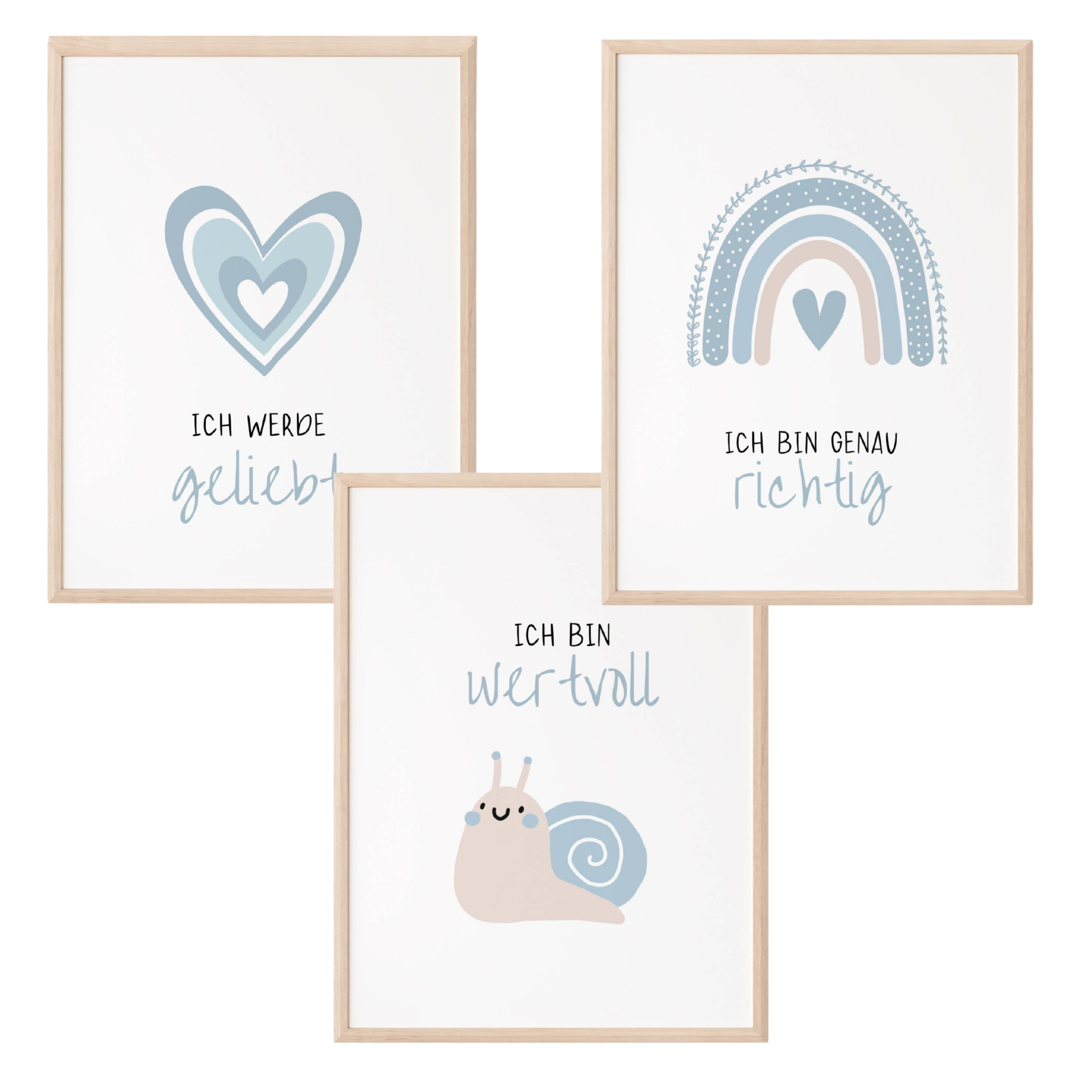 3er Set Poster Kinderzimmer A4 | Bilder Kinderzimmer | Deko Babyzimmer