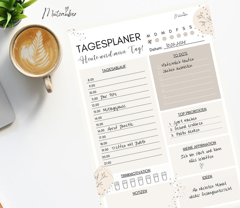 Miniaturbild: Undatierter Tagesplaner DIN A4 im Boho-Design – Abreißblock mit 50 Seiten