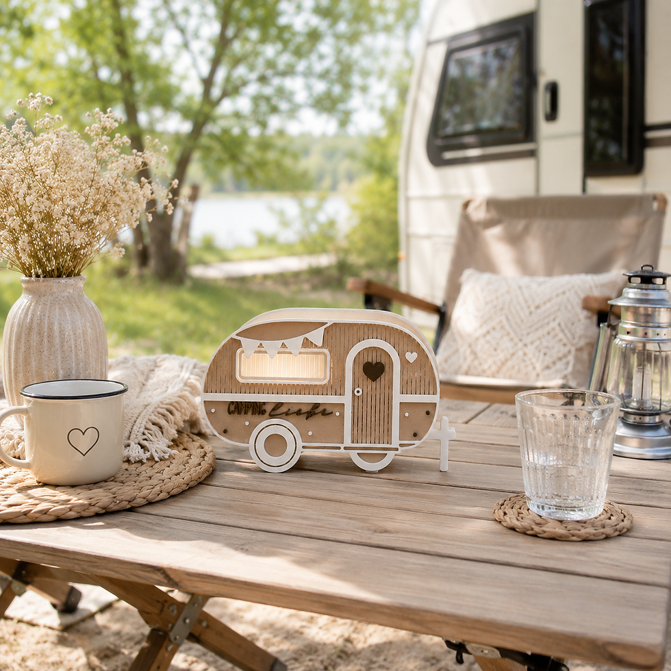 Miniaturbild: Wohnwagen Deko mit LED Licht | Geschenk für Camper | Camping Geschenkidee | Boho