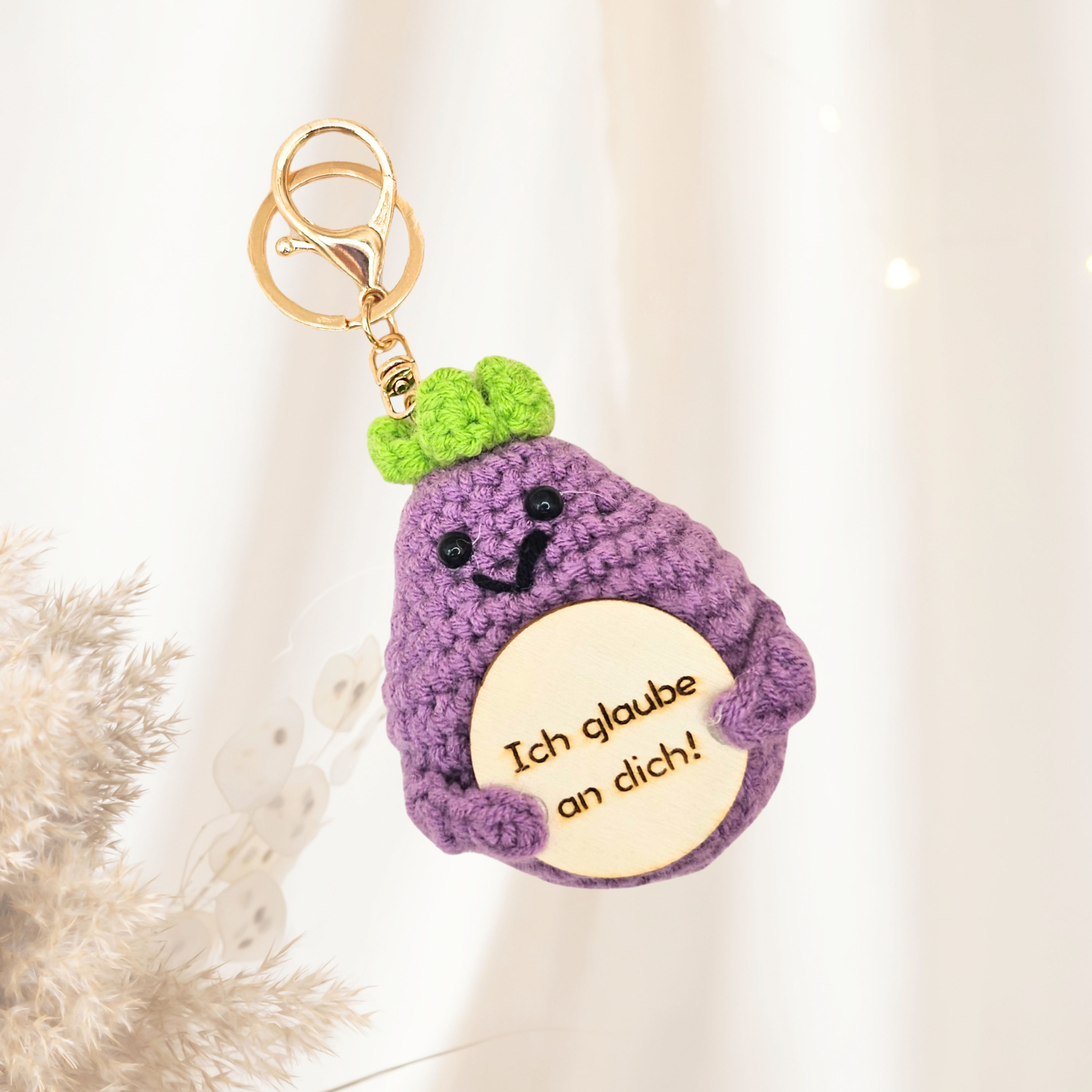 Happy Aubergine Veggie Schlüsselanhänger Einzeln