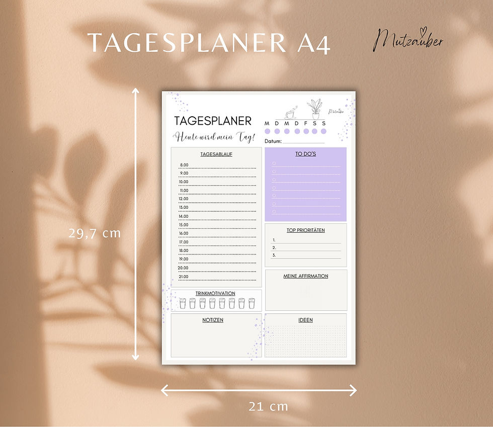 Miniaturbild: Undatierter Tagesplaner DIN A4 im Boho-Design – Abreißblock mit 50 Seiten