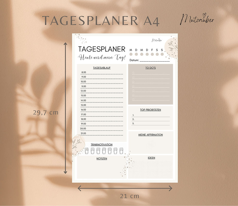Miniaturbild: Undatierter Tagesplaner DIN A4 im Boho-Design – Abreißblock mit 50 Seiten