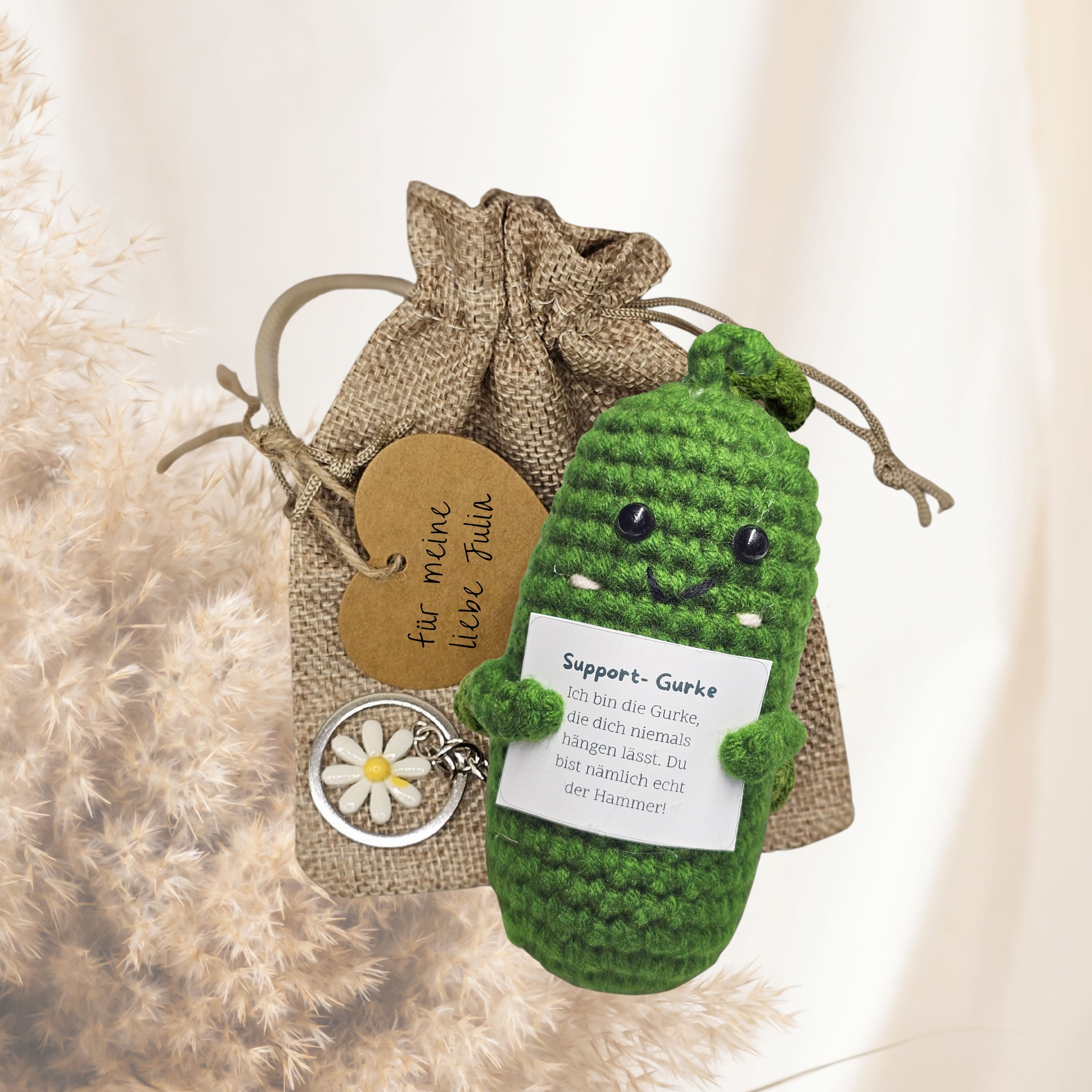 Pocket Hug Gurke – Handgestrickte Glücks-Gurke SetB