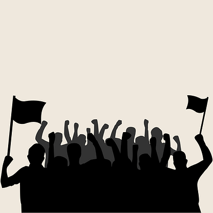 Silhouette of cheering fans