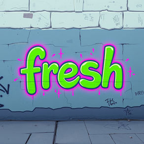 'Fresh' graffitied on a wall in neon green & pink