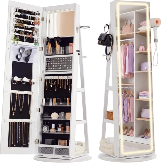 Swivel Lockable Jewelry Armoire