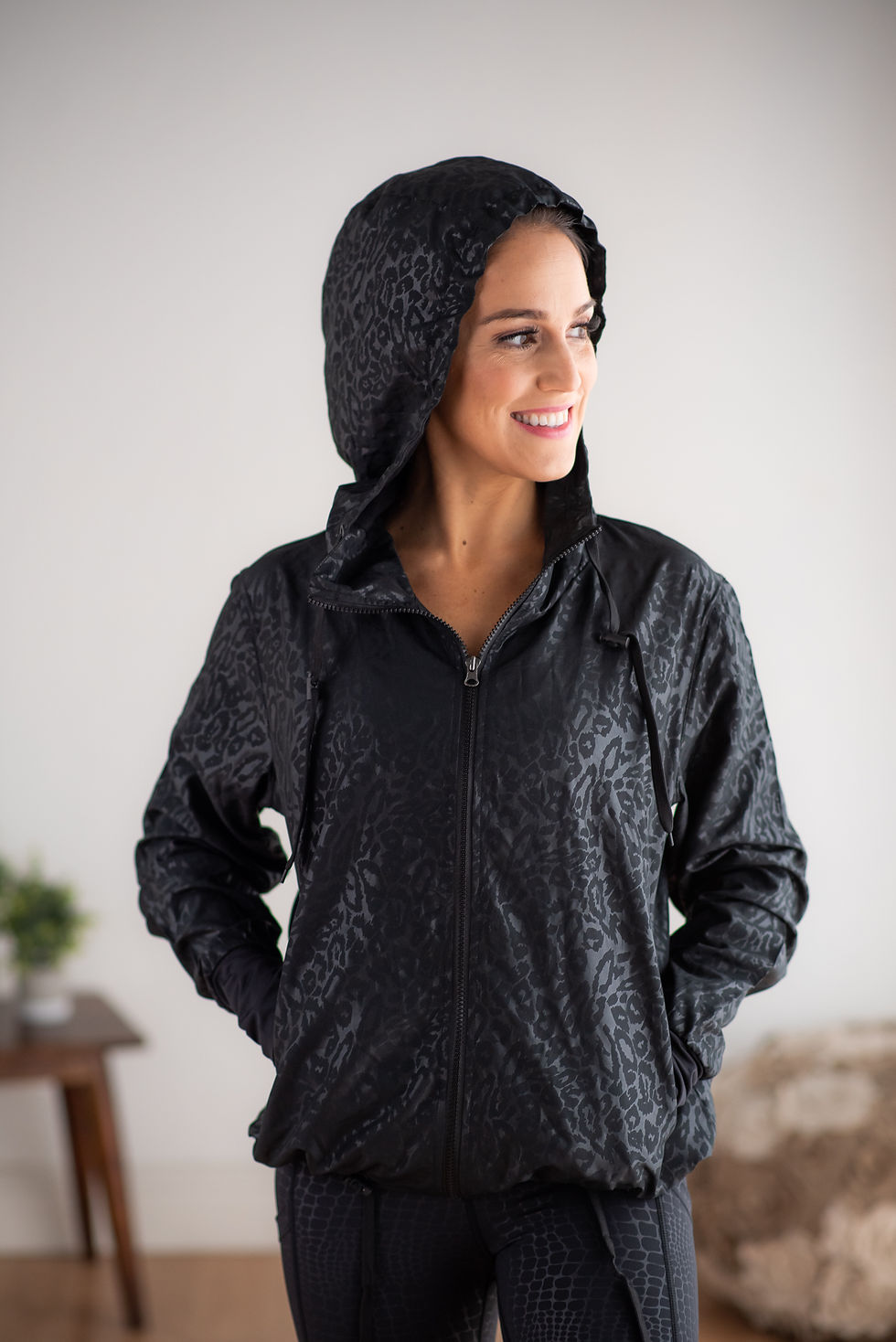 ◆BADBLOOD◆ AQUA Mystic Track Zip-Up Black Leopard w-jkt25- Black Leopard - Windbreaker | Love Her Shop