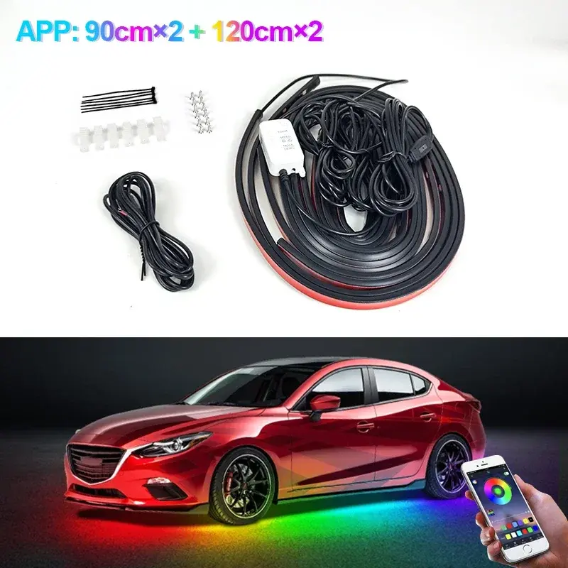 Miniature : Car Underglow Neon LED Lights for Chassis Strip Light Under Car floor Lighting A