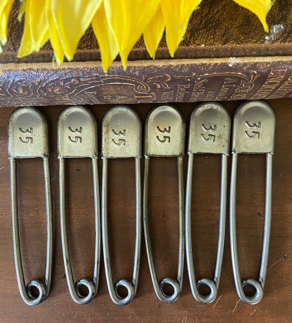 Large Vintage” Key Tag” Safety Pins. #35 ( Lot of 6)