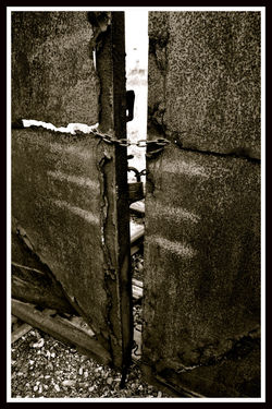 Gate of factory, around Donetsk