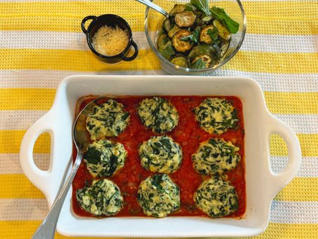 ITALY: Malfatti (Spinach Ricotta Dumplings) and Zucchini with Mint