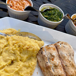 EQUATORIAL GUINEA: Grilled Fish with Three Sauces (Pescado Con Tres Salsas) and Boiled Sweet Potatoes